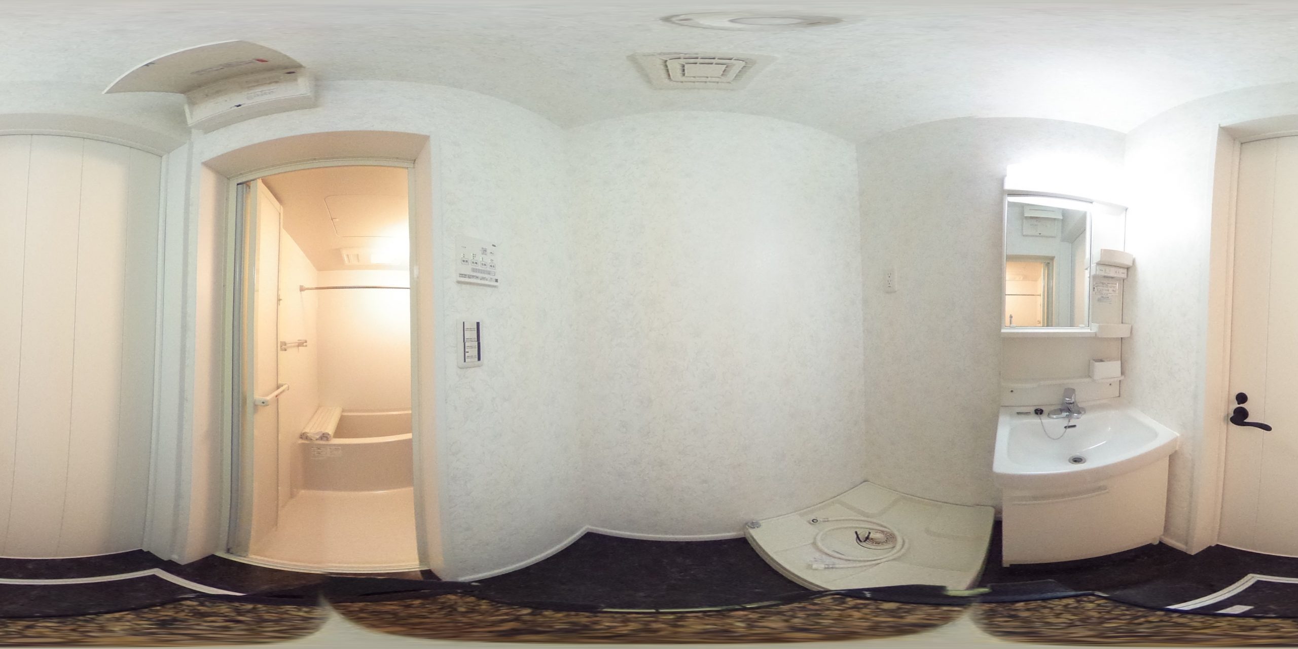 洗面所：パノラマ写真は101号です。